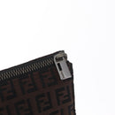 FENDI Zucchino Canvas Pouch Dark Brown Auth ti3597-8