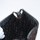 FENDI Zucchino Canvas Pouch Dark Brown Auth ti3597-18