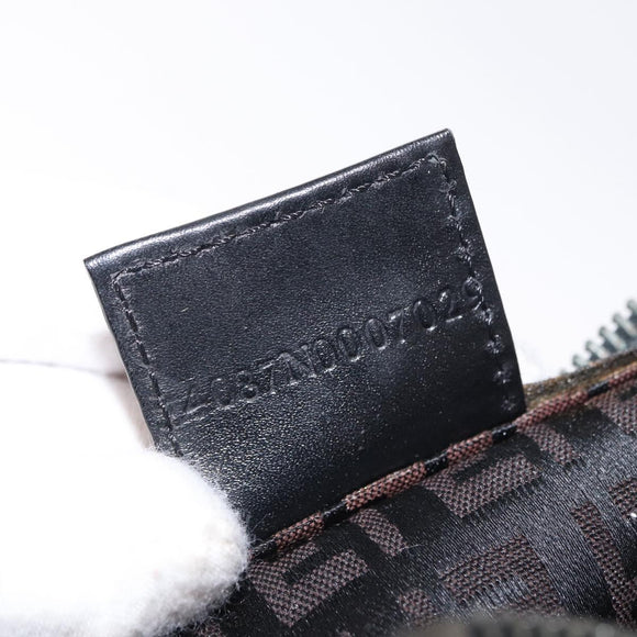 FENDI Zucchino Canvas Pouch Dark Brown Auth ti3597