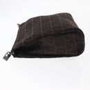 FENDI Zucchino Canvas Pouch Dark Brown Auth ti3597-4