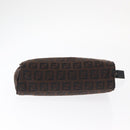 FENDI Zucchino Canvas Pouch Dark Brown Auth ti3597-6