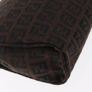 FENDI Zucchino Canvas Pouch Dark Brown Auth ti3597-7