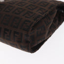 FENDI Zucchino Canvas Pouch Dark Brown Auth ti3597-14