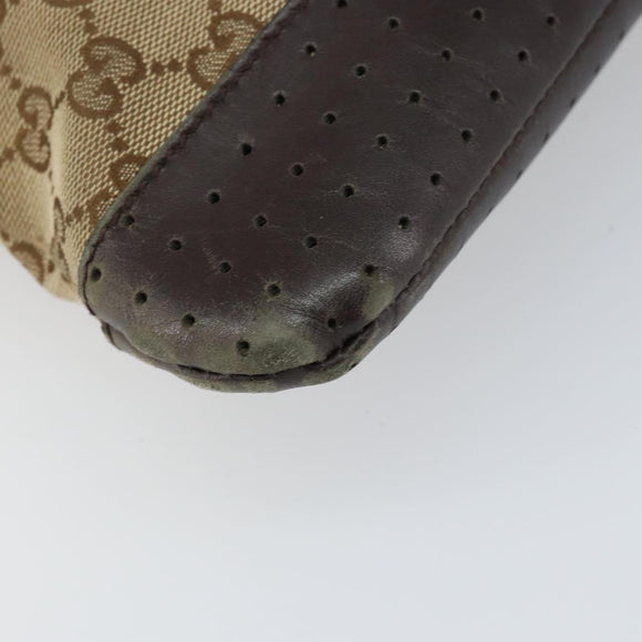 GUCCI GG Canvas Shoulder Bag Beige Silver 145857 Auth ti3599