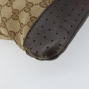 GUCCI GG Canvas Shoulder Bag Beige Silver 145857 Auth ti3599-13