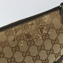 GUCCI GG Canvas Shoulder Bag Beige Silver 145857 Auth ti3599-14
