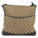 GUCCI GG Canvas Shoulder Bag Beige Silver 145857 Auth ti3599-2