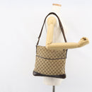 GUCCI GG Canvas Shoulder Bag Beige Silver 145857 Auth ti3599-24