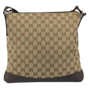 GUCCI GG Canvas Shoulder Bag Beige Silver 145857 Auth ti3599-3