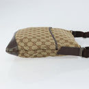 GUCCI GG Canvas Shoulder Bag Beige Silver 145857 Auth ti3599-4