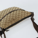 GUCCI GG Canvas Shoulder Bag Beige Silver 145857 Auth ti3599-6