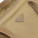 PRADA Tote Bag Nylon Beige Silver Auth ti3600-17