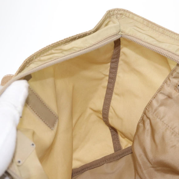 PRADA Tote Bag Nylon Beige Silver Auth ti3600