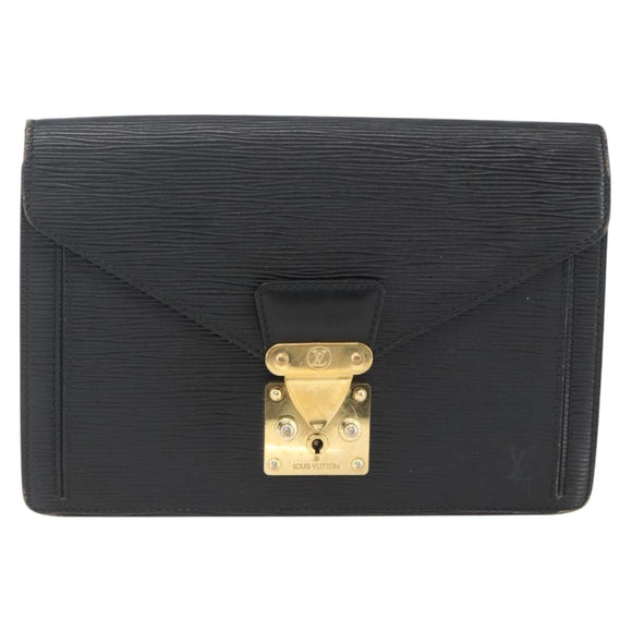 LOUIS VUITTON Epi Serie Dragonne Clutch Bag Black Noir M52612 LV Auth ti3606
