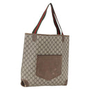 GUCCI GG Supreme Web Sherry Line Tote Bag PVC Beige Auth ti3608-1