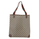 GUCCI GG Supreme Web Sherry Line Tote Bag PVC Beige Auth ti3608-2