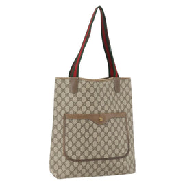 GUCCI GG Supreme Web Sherry Line Tote Bag PVC Beige 39 02 003 Auth ti3609