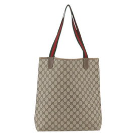 GUCCI GG Supreme Web Sherry Line Tote Bag PVC Beige 39 02 003 Auth ti3609 - 0