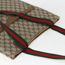 GUCCI GG Supreme Web Sherry Line Tote Bag PVC Beige 39 02 003 Auth ti3609-6