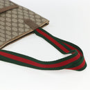 GUCCI GG Supreme Web Sherry Line Tote Bag PVC Beige 39 02 003 Auth ti3609-7