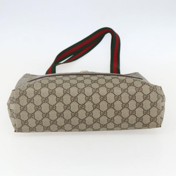 GUCCI GG Supreme Web Sherry Line Tote Bag PVC Beige 39 02 003 Auth ti3609