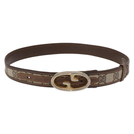 GUCCI Celine GG Supreme Belt Leather 2 Set Black Beige Auth ti3612 - 0