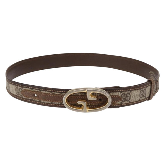 GUCCI Celine GG Supreme Belt Leather 2 Set Black Beige Auth ti3612