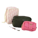 Christian Dior PRADA Pouch Nylon PVC 4 Set Pink Khaki pink Auth ti3613-1