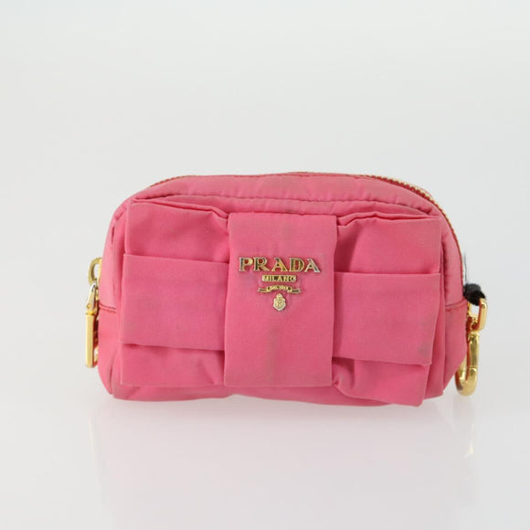 Christian Dior PRADA Pouch Nylon PVC 4 Set Pink Khaki pink Auth ti3613