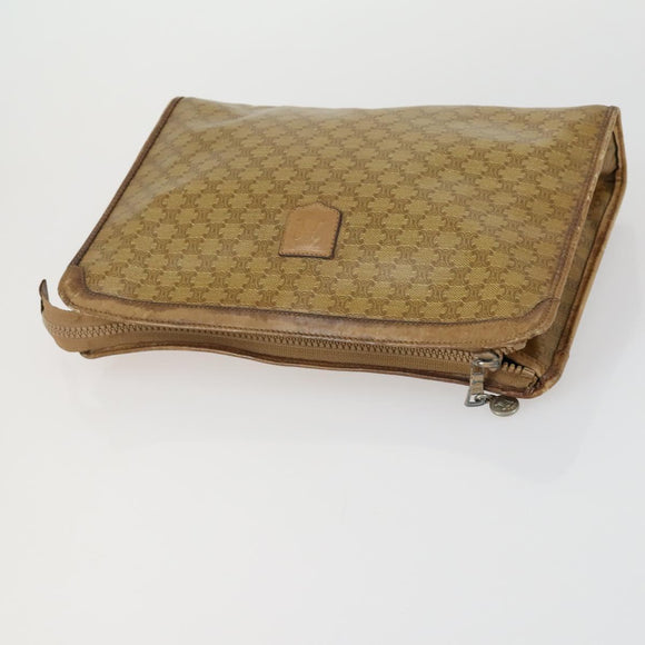 CELINE Macadam Canvas Bag PVC Leather Suede 3 Set Beige Orange Auth ti3616
