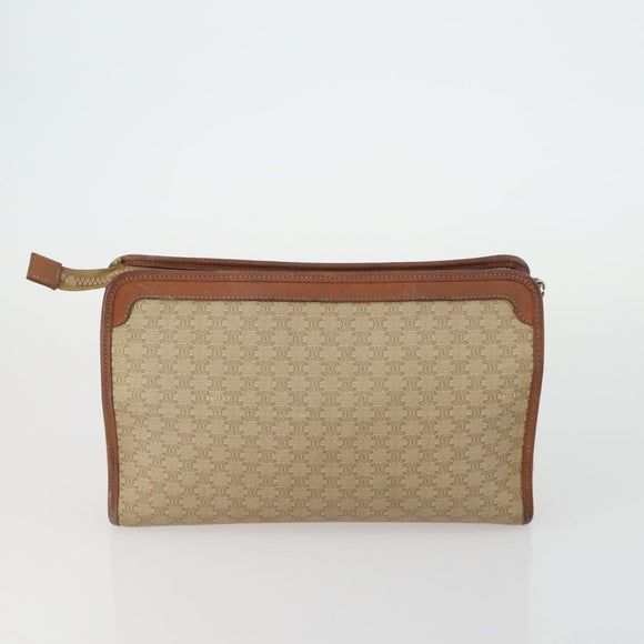CELINE Macadam Canvas Bag PVC Leather Suede 3 Set Beige Orange Auth ti3616