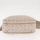 CHANEL New Travel Line Hand Bag Nylon 2way Beige Silver CC Auth ti3621-13