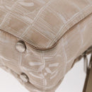 CHANEL New Travel Line Hand Bag Nylon 2way Beige Silver CC Auth ti3621-17