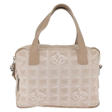 CHANEL New Travel Line Hand Bag Nylon 2way Beige Silver CC Auth ti3621 - 0