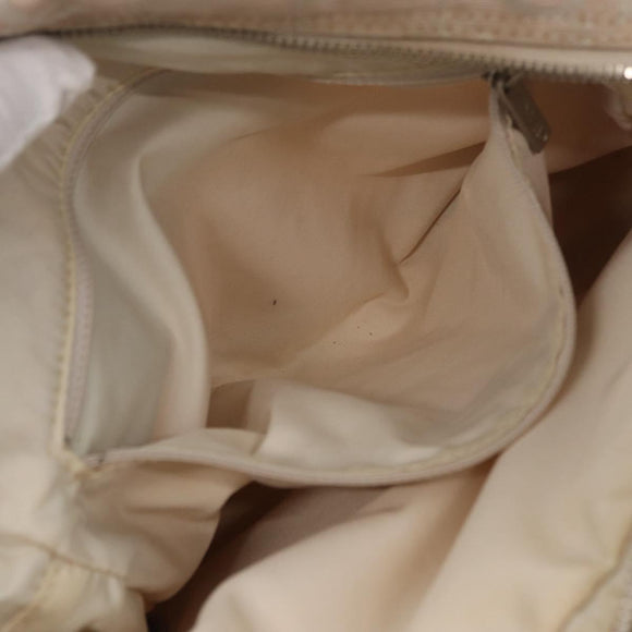 CHANEL New Travel Line Hand Bag Nylon 2way Beige Silver CC Auth ti3621