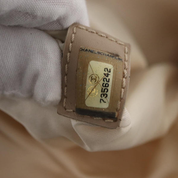 CHANEL New Travel Line Hand Bag Nylon 2way Beige Silver CC Auth ti3621