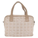 CHANEL New Travel Line Hand Bag Nylon 2way Beige Silver CC Auth ti3621-3