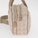 CHANEL New Travel Line Hand Bag Nylon 2way Beige Silver CC Auth ti3621-4
