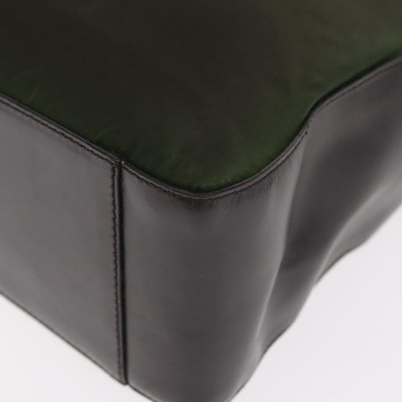 PRADA Hand Bag Nylon Khaki Silver Auth ti3624