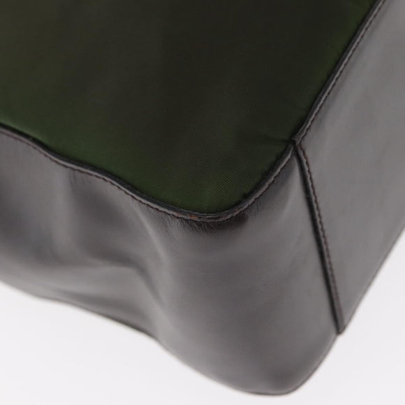 PRADA Hand Bag Nylon Khaki Silver Auth ti3624