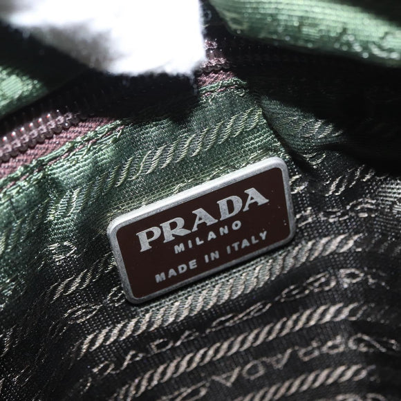 PRADA Hand Bag Nylon Khaki Silver Auth ti3624