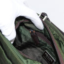 PRADA Hand Bag Nylon Khaki Silver Auth ti3624-20