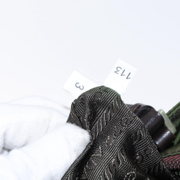 PRADA Hand Bag Nylon Khaki Silver Auth ti3624