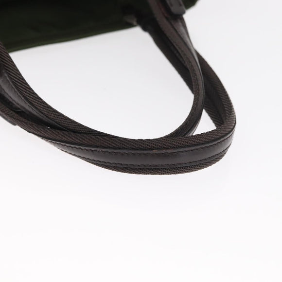 PRADA Hand Bag Nylon Khaki Silver Auth ti3624