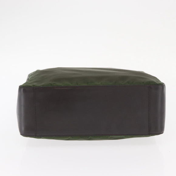 PRADA Hand Bag Nylon Khaki Silver Auth ti3624