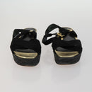 SAINT LAURENT LOUIS VUITTON Heel Sandals Canvas Suede 2 Set Black Auth ti3632-2