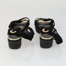 SAINT LAURENT LOUIS VUITTON Heel Sandals Canvas Suede 2 Set Black Auth ti3632-3