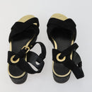 SAINT LAURENT LOUIS VUITTON Heel Sandals Canvas Suede 2 Set Black Auth ti3632-4