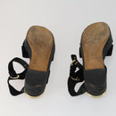 SAINT LAURENT LOUIS VUITTON Heel Sandals Canvas Suede 2 Set Black Auth ti3632-5