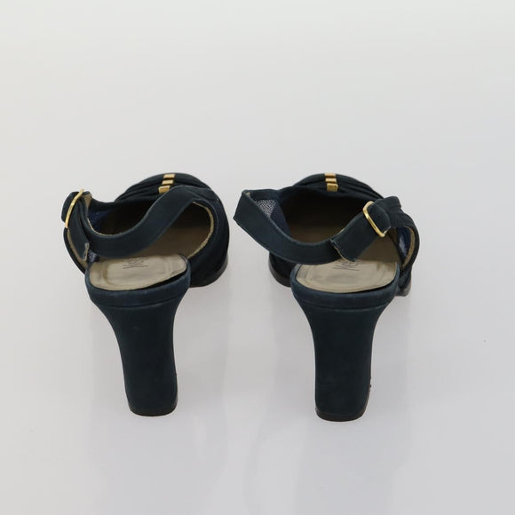 SAINT LAURENT LOUIS VUITTON Heel Sandals Canvas Suede 2 Set Black Auth ti3632